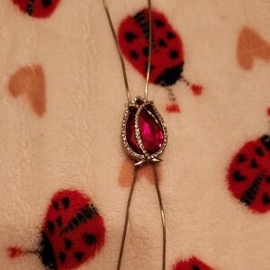 Silver Necklace with Vibrant Pink Gemstone